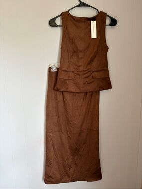 Commense Brown Women's Long Skirt and top - Classic Tailored Style